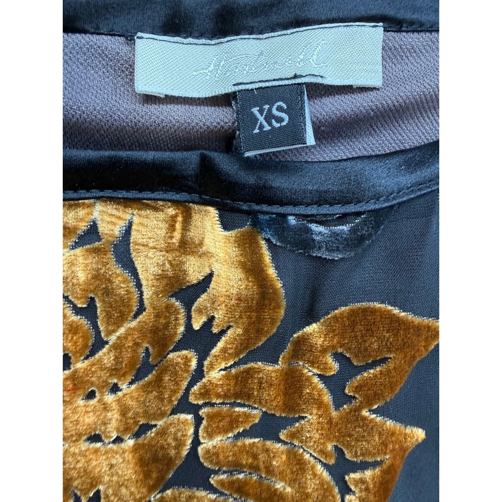 Hartnell Burnout Velvet Floral Maxi Skirt Black Gold Devore Handkerchief XS - Picture 8 of 8